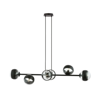 Emibig - Lampa wisząca Rossi 6 BL stripe - szerokość 110 cm, średnica kloszy 14 cm, stal lakierowana, szkło