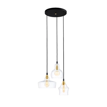 Kaspa - lampa wisząca na plafonie Longis Gold 3 - średnica plafonu 30 cm, złoto - czarna