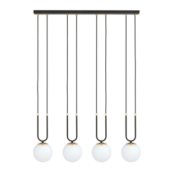 Emibig - Lampa wisząca Glam 4 black / opal - wysokość max 115 cm, stal lakierowana, szkło