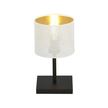Emibig - Lampa stołowa Jordan LN1 white/gold - wysokość 32 cm, stal lakierowana, abażur