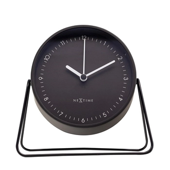 NeXtime – Zegar stołowy Berlin Table z alarmem, czarny, metalowy