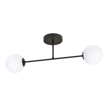 Emibig - Lampa sufitowa Roma 2 BL black/opal - szerokość 75 cm, stal lakierowana, szkło
