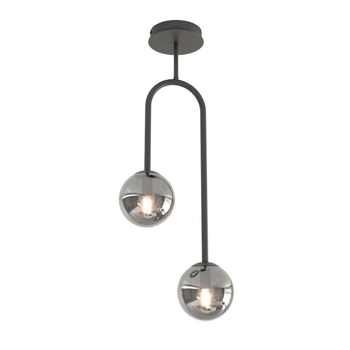 Emibig - Lampa sufitowa Atria 2 BL grafit - wysokość 75 cm, stal lakierowana proszkowo, szkło
