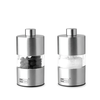 AdHoc - Zestaw młynków do pieprzu i soli MINIMILL - srebrny, wysokość 6,20 cm