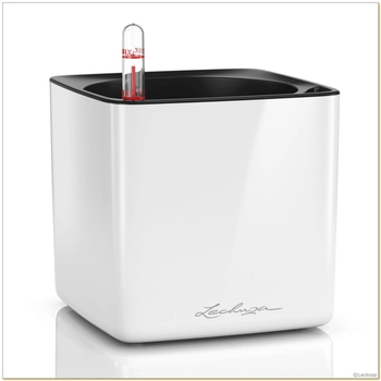 Lechuza - Doniczka Cube Glossy 14 - wysokość 13,50 cm, biała, połysk