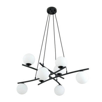 Emibig - Lampa wisząca Essa 8 opal - wysokość max 100 cm, stal lakierowana, szkło
