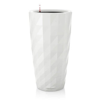 Lechuza - Donica Diamante 40 - wysokość 75 cm, biała, połysk