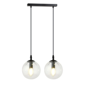 Emibig - Lampa wisząca Cosmo 2 BL transparent - wysokość max 100 cm, stal lakierowana, szkło