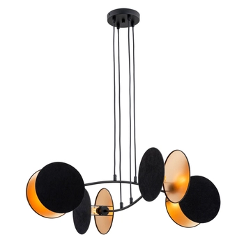 Emibig - Lampa sufitowa Motif 4 black/gold - szerokość 82 cm, stal malowana proszkowo, abażur