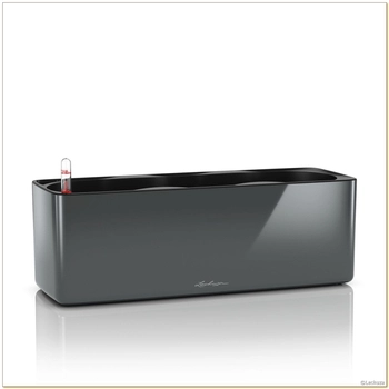 Lechuza - Doniczka Cube Glossy Triple - długość 40 cm, antracytowa, połysk