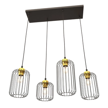 Emibig - Lampa wisząca Vander 4 BL black/gold - wysokość max 140 cm, stal malowana proszkowo