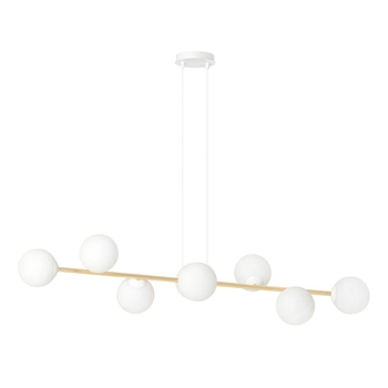 Emibig - Lampa wisząca Gravity 8 BL white/opal - szerokość 140 cm, stal lakierowana, szkło