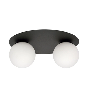 Emibig - Plafon sufitowy Solar 2 black/opal - szerokość 43 cm, stal lakierowana, szkło