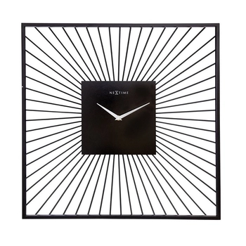 NeXtime – Zegar ścienny dekoracyjny Vasco Square 3D, czarny metal, 45×45 cm