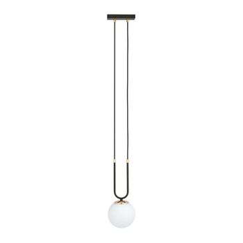 Emibig - Lampa wisząca Glam 1 black / opal - wysokość max 115 cm, stal lakierowana, szkło