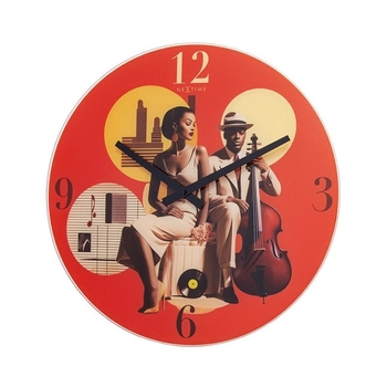 NeXtime - Zegar ścienny Jazz 8198 – szklany, art deco, mechanizm skokowy