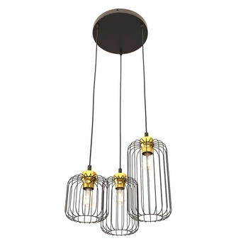 Emibig - Lampa wisząca Vander 3 PREM BL black/gold - wysokość max 140 cm, stal malowana proszkowo