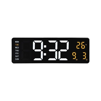 NeXtime – Zegar ścienny LED Super Digi z pilotem, czarny, 39 × 13 cm