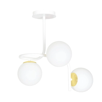 Emibig - Lampa sufitowa Ragnar 3 white/gold - wysokość 51 cm, stal lakierowana, szkło