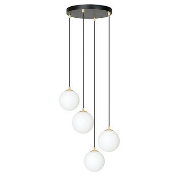 Emibig - Lampa wisząca Royal 4 black - wysokość max 100 cm, stal lakierowana, szkło