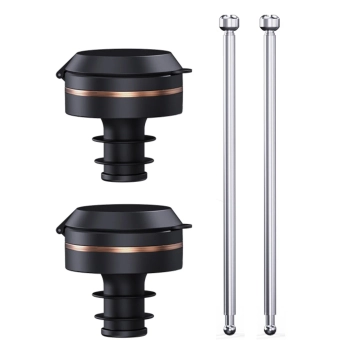 Cheer Moda - Zestaw korków i rurek do dyspensera wina Connoisseur – czarny, miedziany akcent