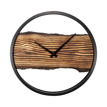 NeXtime – Zegar ścienny Forest Large z drewna i metalu, brązowy, 45 cm