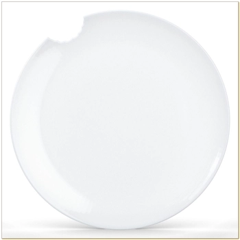 Porcelanowy talerz obiadowy "Nadgryziony", biały, średnica 28 cm, komplet 2 sztuk - 58Products