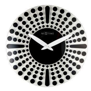 NeXtime - Zegar ścienny Dreamtime – czarne szkło, 43 cm