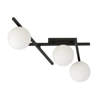 Emibig - Lampa sufitowa Smart 3 black/opal - szerokość 51 cm, stal lakierowana, szkło