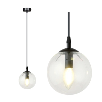 Emibig - Lampa wisząca Cosmo 1 BL transparent - wysokość max 100 cm, stal lakierowana, szkło