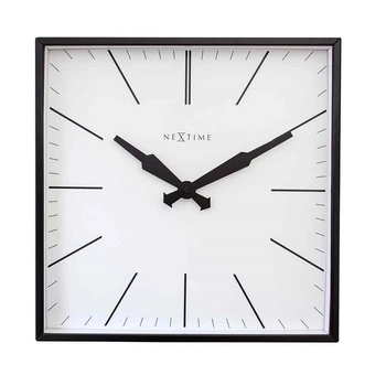 NeXtime – Zegar ścienny Be Square, czarno-biały, metalowy, 35 × 35 cm