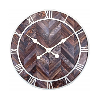NeXtime – Zegar ścienny Roman Vintage z drewna i metalu, ciemny, 58 cm