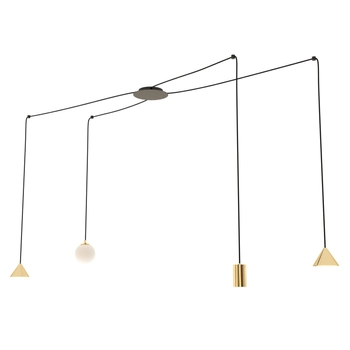 Emibig - Lampa wisząca Fuji 4 black/gold - wysokość max 200 cm, stal malowana proszkowo