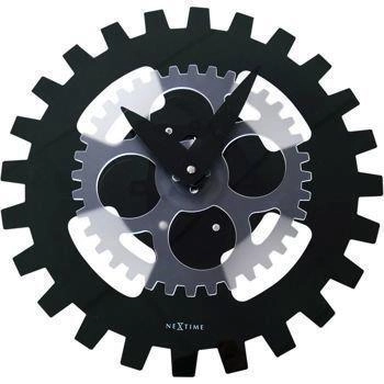 NeXtime - Zegar ścienny Moving Gears – czarny, 35 cm