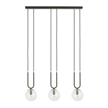 Emibig - Lampa wisząca Glam 3 black / transparent - wysokość max 115 cm, stal lakierowana, szkło
