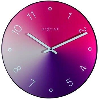 NeXtime – Zegar ścienny szklany Gradient z cichym mechanizmem, czerwony, 40 cm