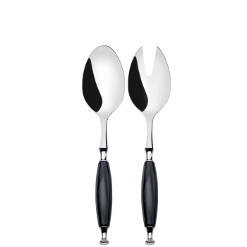 Casa Bugatti - Zestaw sztućców do sałatek Country – czarny, chromowany pierścień