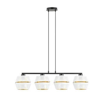 Emibig - Lampa wisząca Malia 4 white - szerokość 85 cm, stal lakierowana, abażur