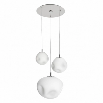 Kaspa - lampa wisząca trzypunktowa Cloe - średnica 25, 30 i 40 cm, srebrno - biała