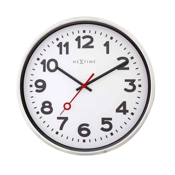 NeXtime – Zegar ścienny Station z mechanizmem płynącym, biały, 45 cm