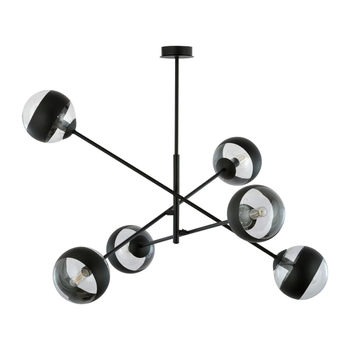 Emibig - Lampa sufitowa Linear 6 black/stripe - wysokość 51 cm, stal lakierowana, szkło