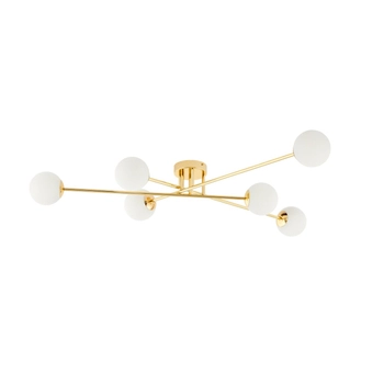 Kaspa - lampa sufitowa sześciopunktowa Astra 6 - długość ramion 65 cm, średnica 12 cm, złota