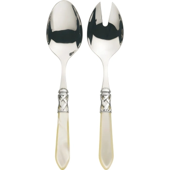 Casa Bugatti - Zestaw sztućców do sałatek Aladdin – perłowa kość słoniowa, 2 elementy
