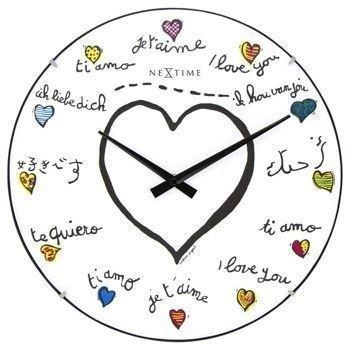NeXtime – Zegar ścienny Loving You Dome, szklany, 35 cm, multikolor