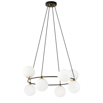 Emibig - Lampa wisząca Azura 8 BL opal - szerokość 75 cm, stal lakierowana proszkowo