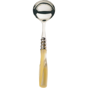 Casa Bugatti - Łyżka do sosów Arianna – perłowa kość słoniowa, chromowany pierścień