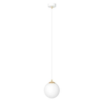Emibig - Lampa wisząca Royal 1 white - wysokość max 100 cm, stal lakierowana, szkło