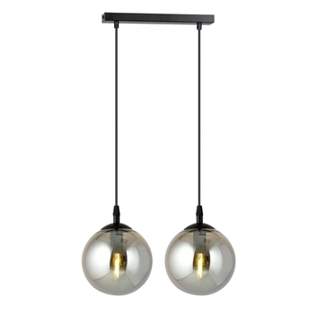 Emibig - Lampa wisząca Cosmo 2 BL grafit - wysokość max 100 cm, stal lakierowana, szkło