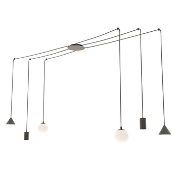 Emibig - Lampa wisząca Fuji 6 black - wysokość max 200 cm, stal malowana proszkowo
