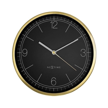 NeXtime – Zegar ścienny Bolero z mechanizmem płynącym, czarno-złoty, 25 cm